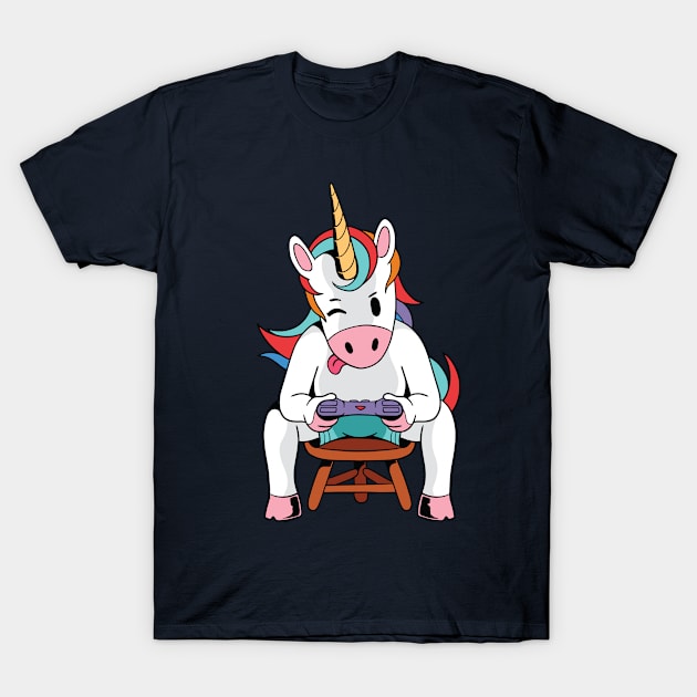 Cute Unicorn Gamer T-Shirt by OnepixArt